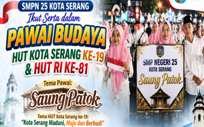 SMPN 25 Kota Serang Meriahkan Pawai Budaya HUT Kota Serang ke-19 dan HUT RI ke-81